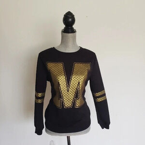 Womens M Medium Black Gold M Long Sleeve Shirt Top